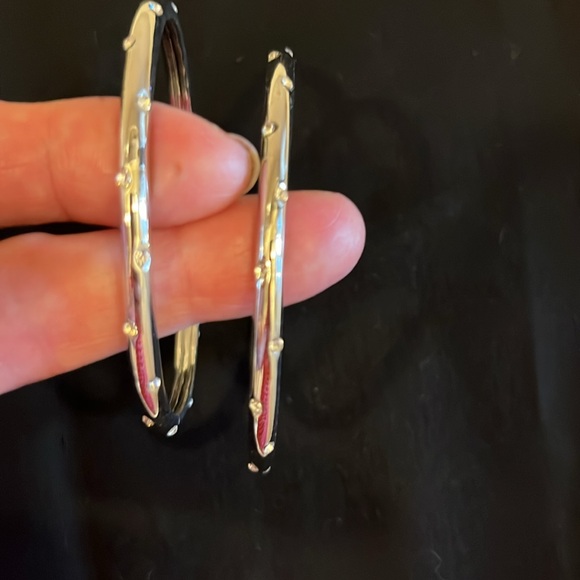 Silvertone Rhinestone Bangle Bracelets - Picture 3 of 4